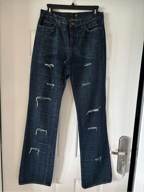 Just Cavalli Dark Blue Distressed Straight Leg Women's Jeans size 30 (6 US)